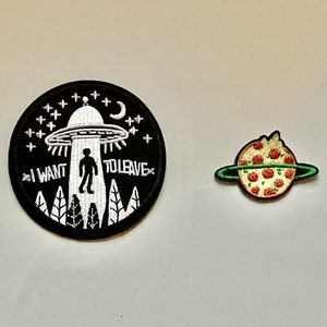 Lot of TWO (2) Alien Embroidery Sewing Applique Patches Iron on Sew On S…